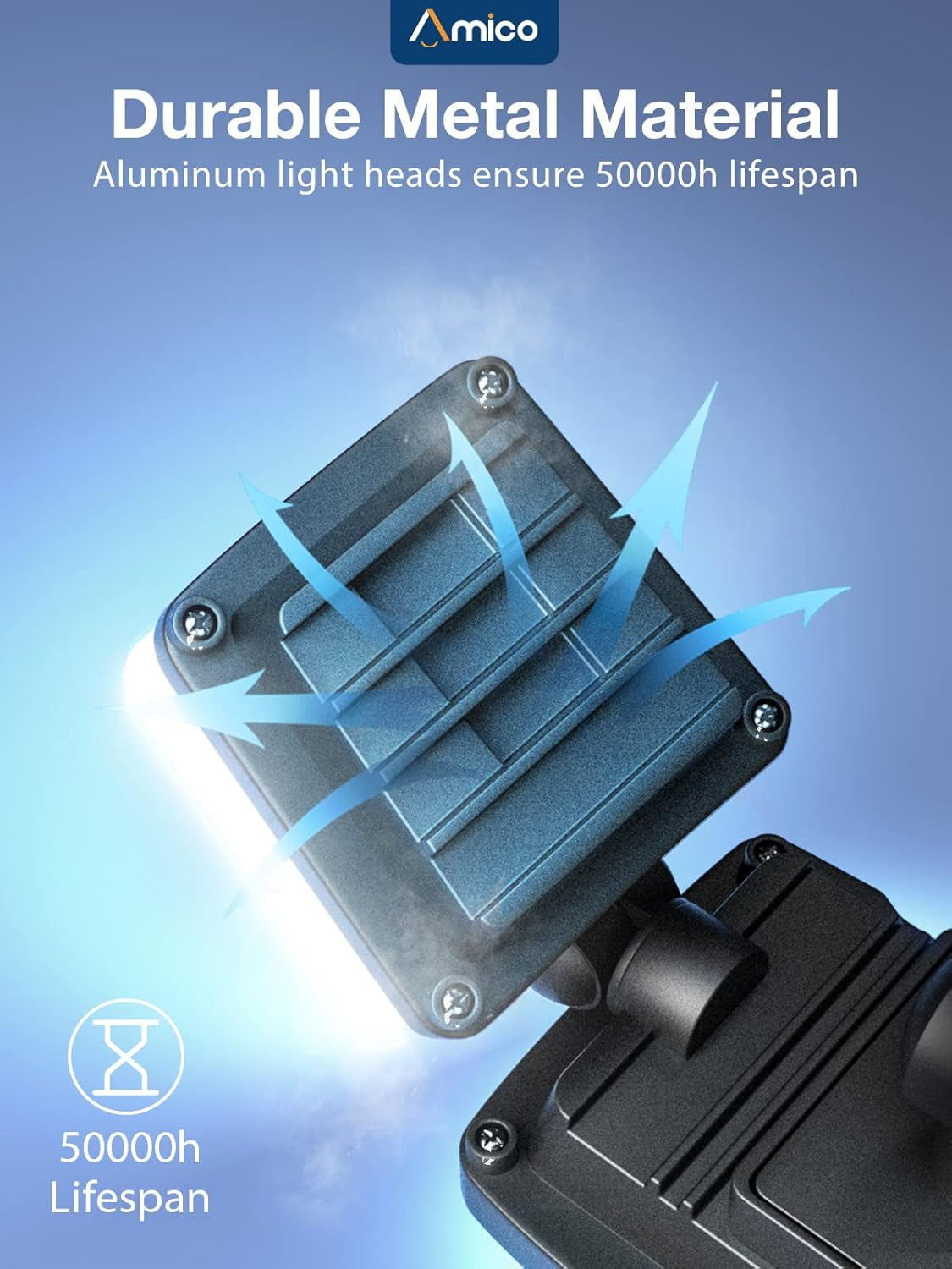 LED Flood Lights Outdoor 3500LM Security Light, 30W Bright Outdoor Lights 2 Pack, 5000K Daylight White, IP65 Waterproof 3 Adjustable Heads for Garage, Backyard, Patio, Garden, Porch&Stair(Black)