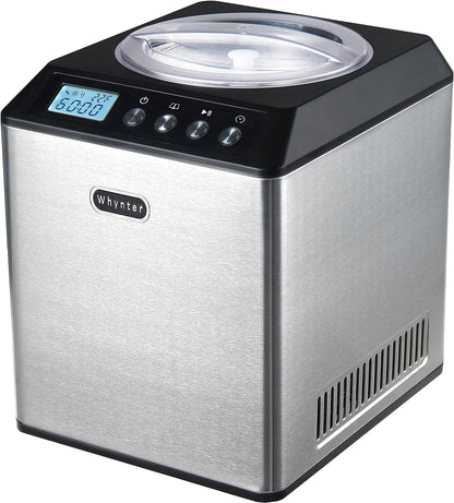 Ice Cream Maker Machine Automatic 2.1 Qt. Upright with Built-In Compressor, LCD Digital Display & Timer, No Pre-Freezing, ICM-201SB, Stainless Steel