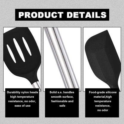 Kithcen Utensil Set 46 Cooking Utensils Nylon and Stainless Steel Utensils Kitchen Tool Set,Baking Set Kitchen Set Spatula Set Kitchen Gadgets Kitchen Tools Kitchen Accessories Black
