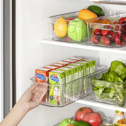 Refrigerator Organizer Bins, 8Pcs Clear Bins, Pantry Kitchen Organization and Storage, 12.5" Long