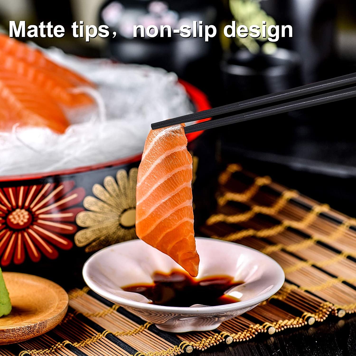 10 Pairs Fiberglass Chopsticks, Non-Slip Chopsticks, Dishwasher Safe for Chinese Style Japanese Food Cooking Chopstick (9.5 Inch Five Colors)