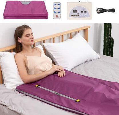 Infrared Sauna Blanket, Sauna Blanket for Home Use, Portable Sauna Infrared for Detoxification and Recovery, Adjustable 85-185°F Temperature Range