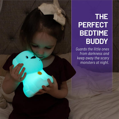 Remote Control Silicone Night Light for Kids - Puppy Design with 9 Soft Colors & Sleep Timer - Rechargeable, Battery-Operated Lamp for Bedroom | Baby Nursery, Toddler, Girls, Boys