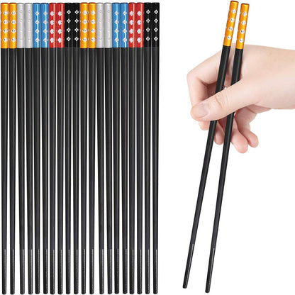 10 Pairs Fiberglass Chopsticks, Non-Slip Chopsticks, Dishwasher Safe for Chinese Style Japanese Food Cooking Chopstick (9.5 Inch Five Colors)