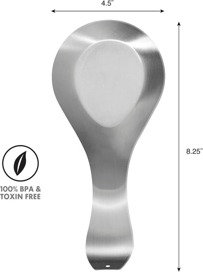 Stainless Steel Spoon Rest- Long Handle Holds Kitchen Utensils in Place, Great Spoon Rest for Counter, Stove Top, or Coffee Station; Kitchen Accessories, Utensil Rest, Stainless