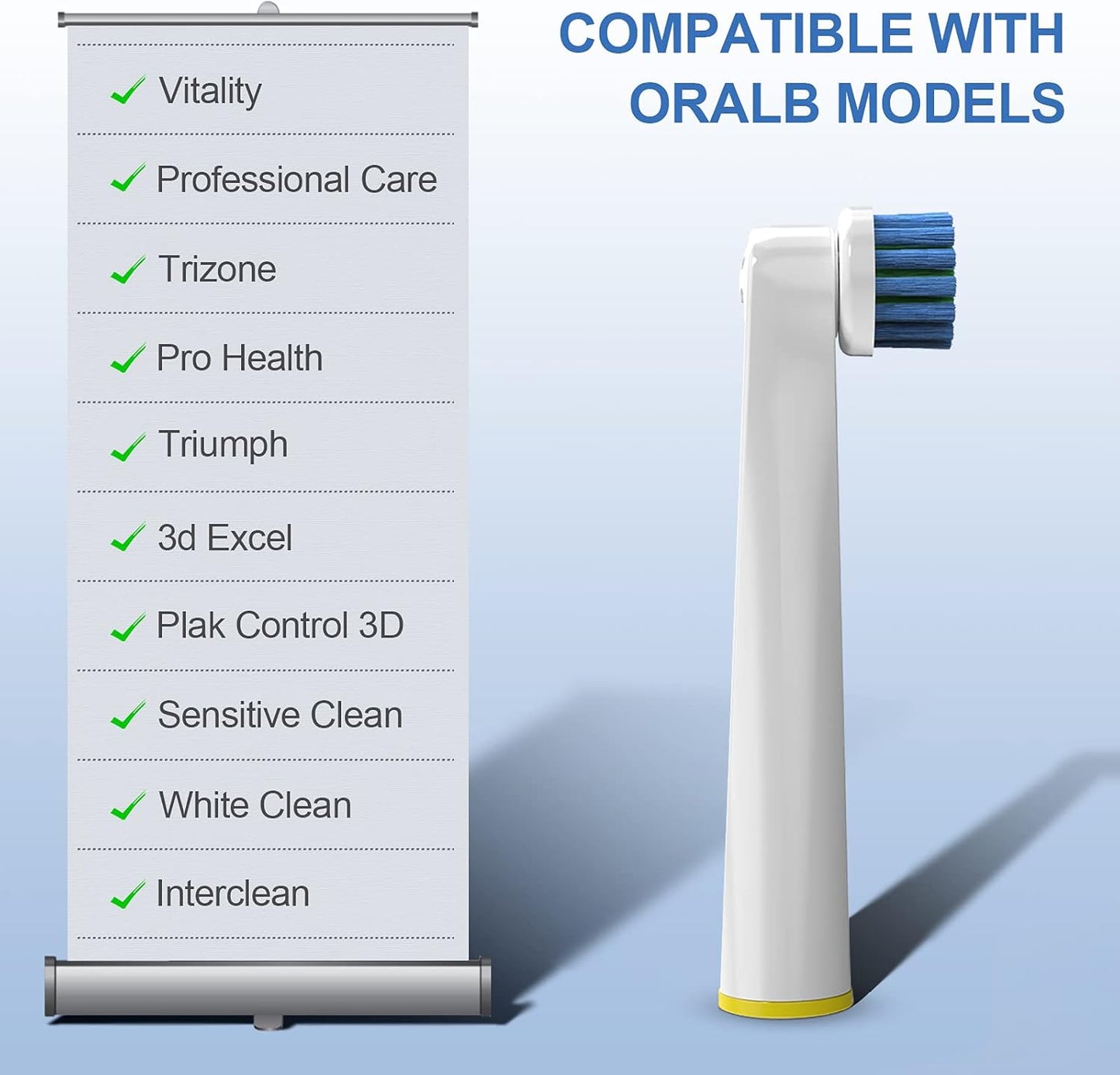 Replacement Toothbrush Heads for Oral-B, 4 Count Replacement Heads Compatible with Oral B Braun Electric Toothbrush