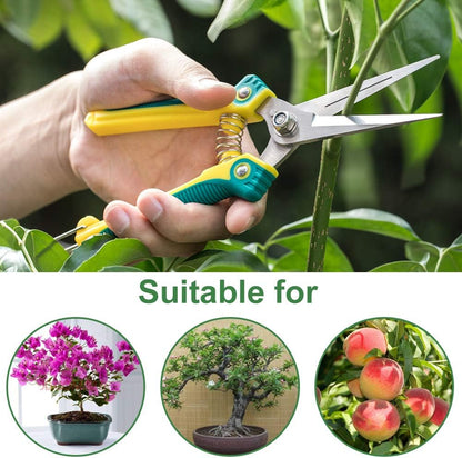 Pruning Scissors, Professional Garden Shears - Straight Stainless Steel Blades - Sharp Gardening Hand Pruner for Garden Harvesting Fruits, Vegetables, Trimming Flowers and Plants, 8.1IN
