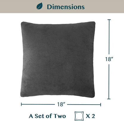 Dark Gray Throw Pillow Covers 18X18 Set of 2, Decorative Pillow Cases for Bed Sofa Couch, Boho Aesthetic Accent Decor Cushion for Bedroom Living Room, Velvet Square Euro Sham Covers, Dark Grey