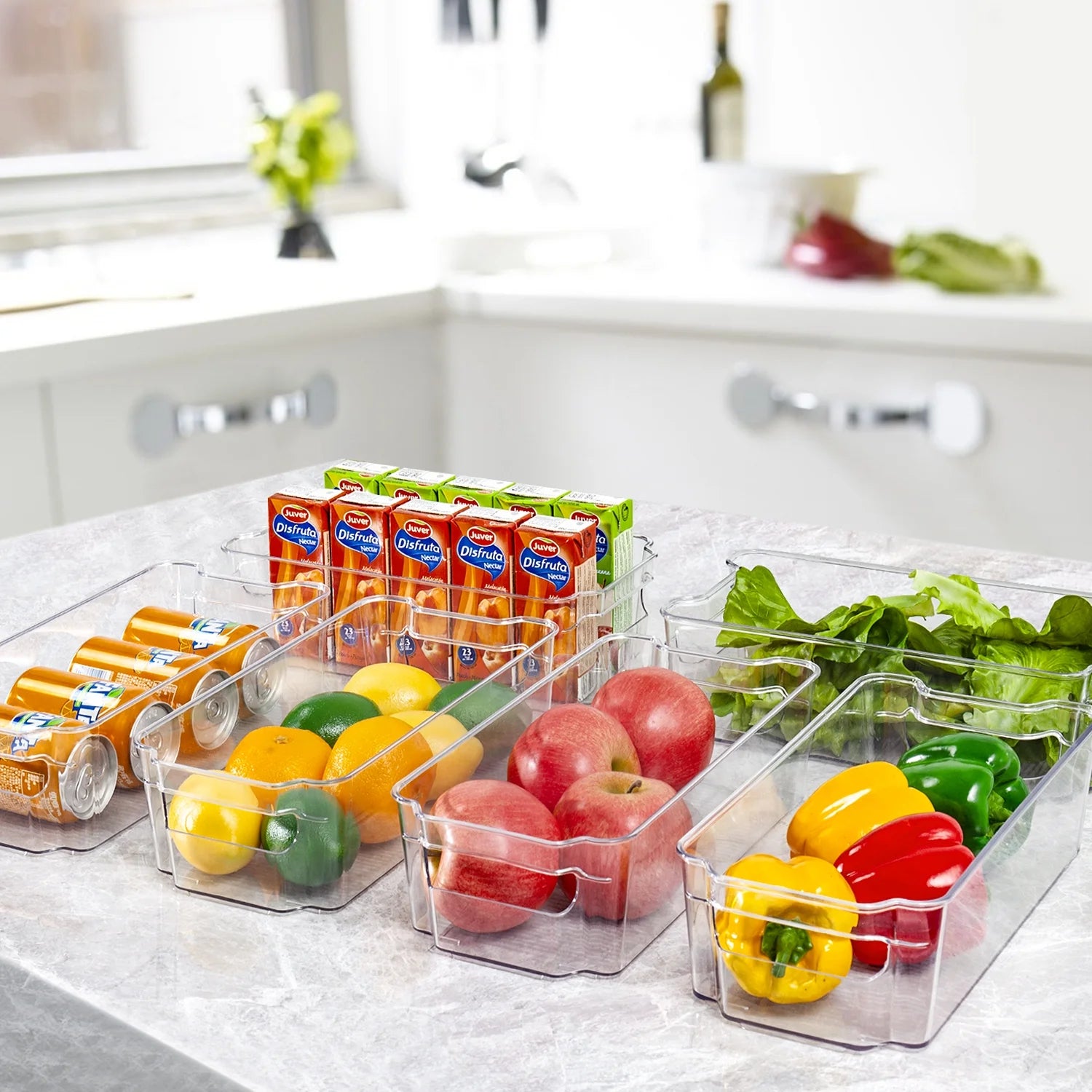 Refrigerator Organizer Bins, 8Pcs Clear Bins, Pantry Kitchen Organization and Storage, 12.5" Long