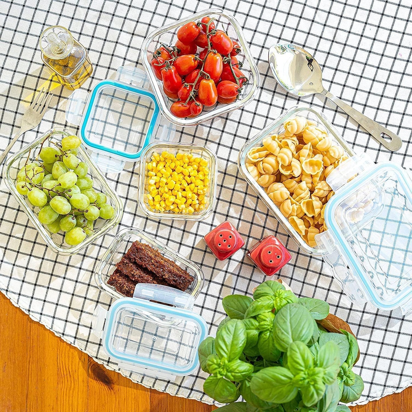 10-Piece Kitchen Glass Food Storage Containers Set with Lids, Clear Leak-Proof, Bpa-Free Airtight Meal Prep Glass Containers – Oven, Freezer, Microwave & Dishwasher Safe