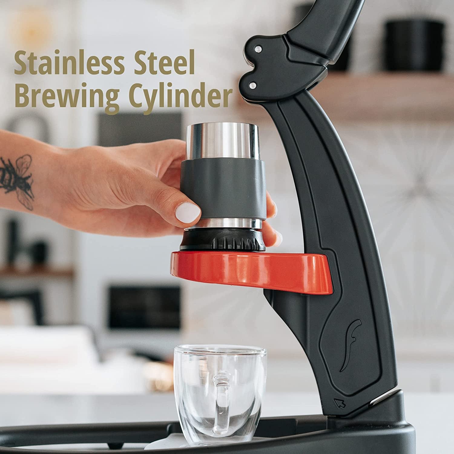 Espresso Maker - Classic with Pressure Kit: Manual Lever Espresso Machine with Stainless Steel Tamper, Pressure Gauge and Carrying Case