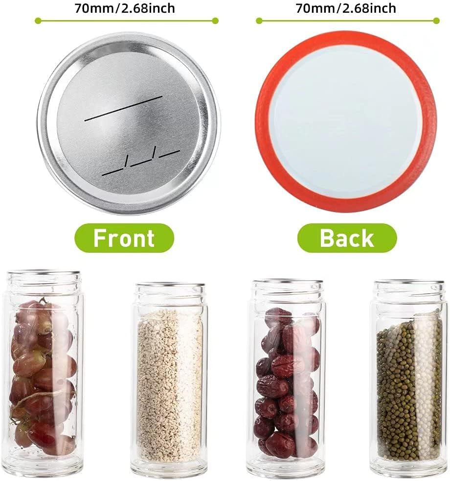 50-Count 70Mm Regular Mouth Canning Lids for Ball, Kerr Jars, Wide Canning Lids 100% Fit Airtight for Regular Mouth Jars Leak Proof Rust-Proof Canning Jar Lids for Homemade Jam Pickles(50Pcs)