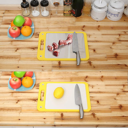 Stainless Steel Cutting Board Kitchen Cutting Board Double-Sided Vegetable Meat Fruit Cutting Board (Orange, 13.7X9.8)