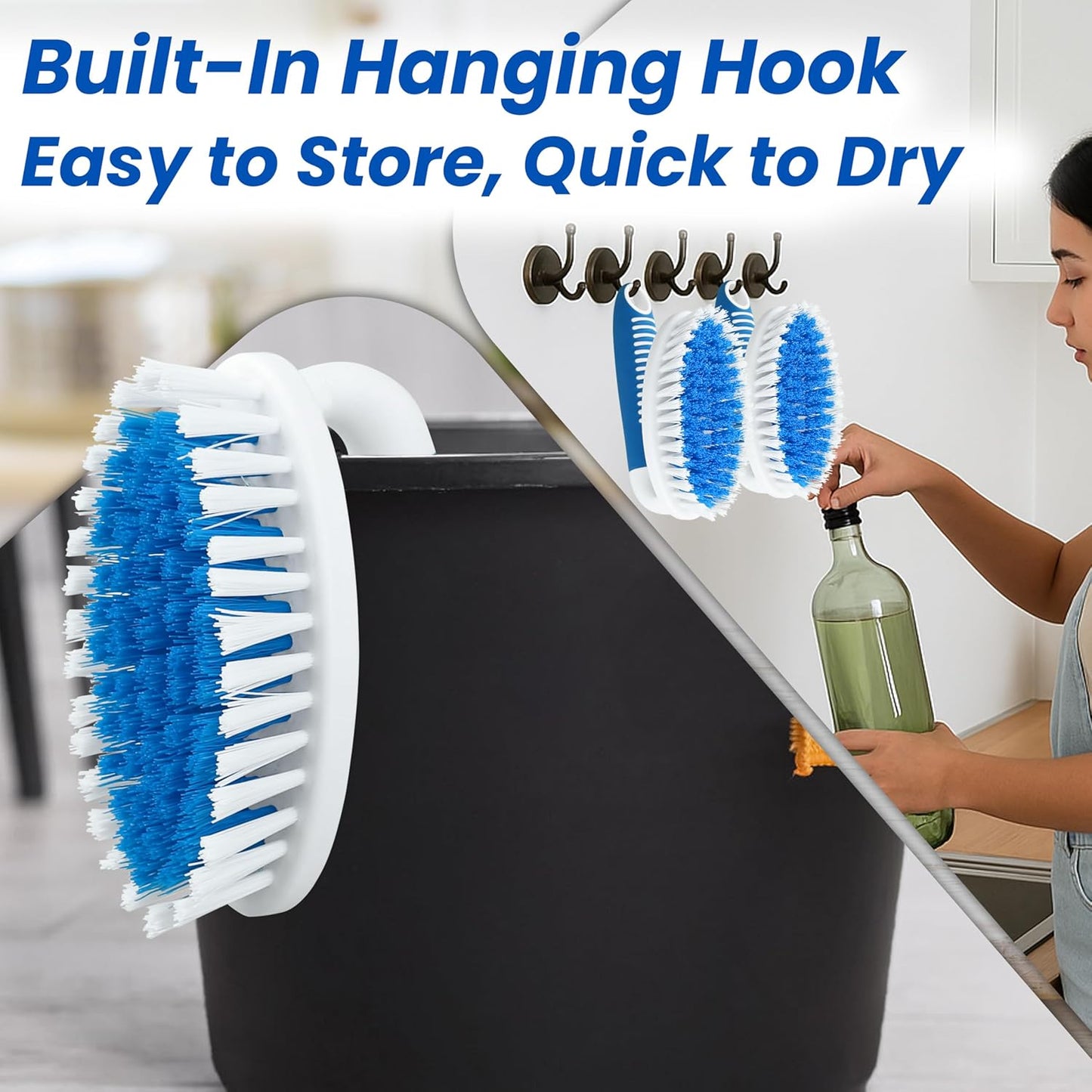 Scrub Brush, 2 Pack Household Cleaning Brushes with Stiff Bristles, Scrubbing Brush for Carpet, Shower, Bathtub, Kitchen, Pool Tile, Bathroom Scrubber, Small