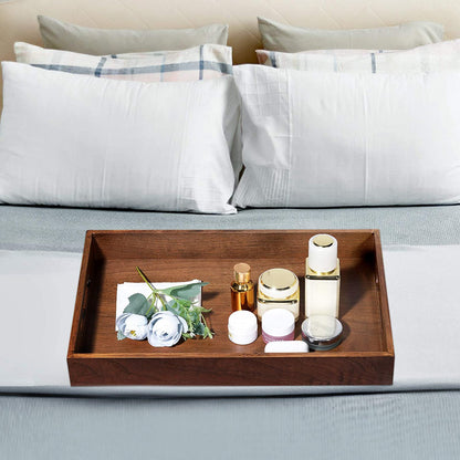 Wood Ottoman Wooden Serving Organizer Decorative Butler Bed Tray for Living Room Coffee Table Countertop 10×15 Inch