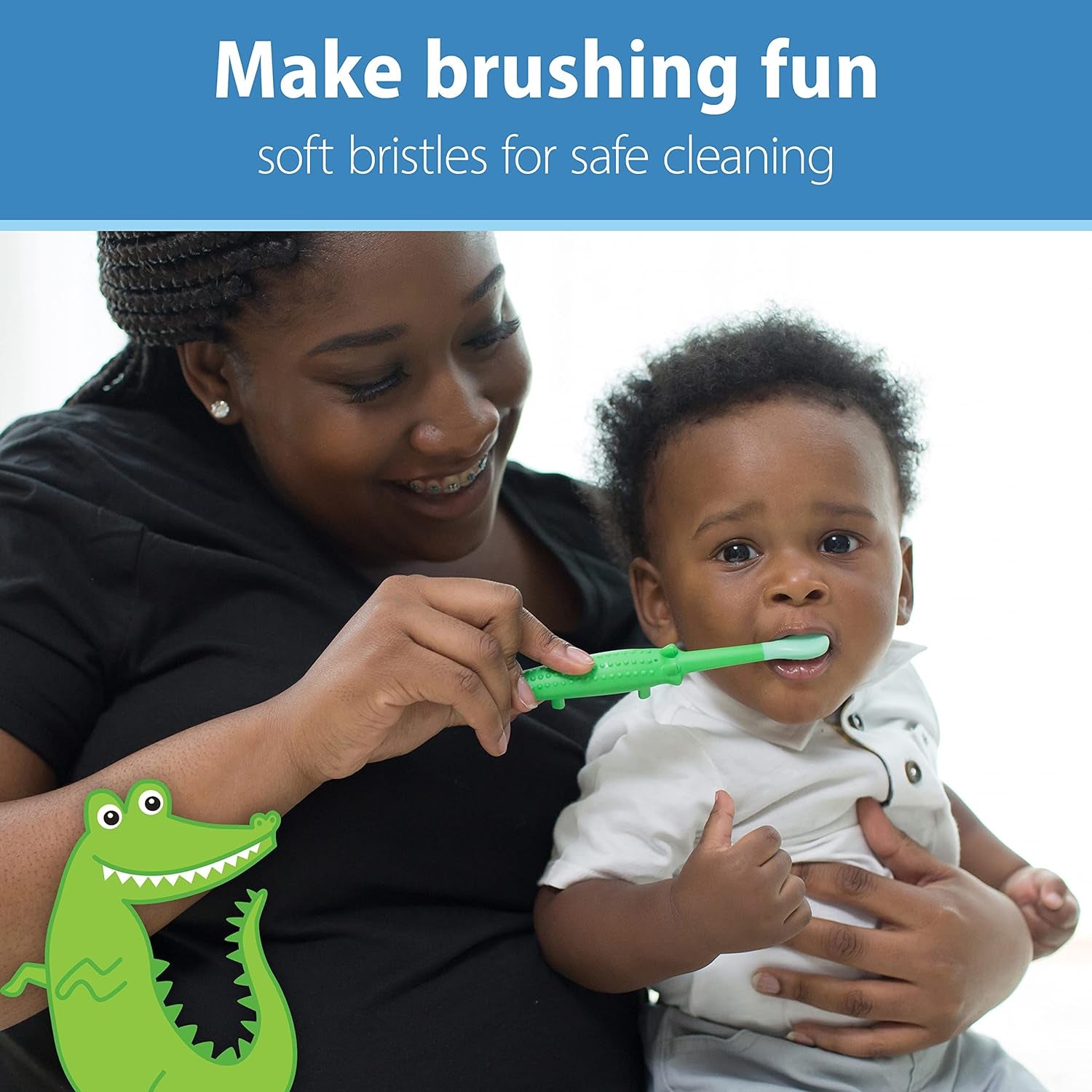 Baby and Toddler Toothbrush - Crocodile, BPA Free - Age 1-4Y