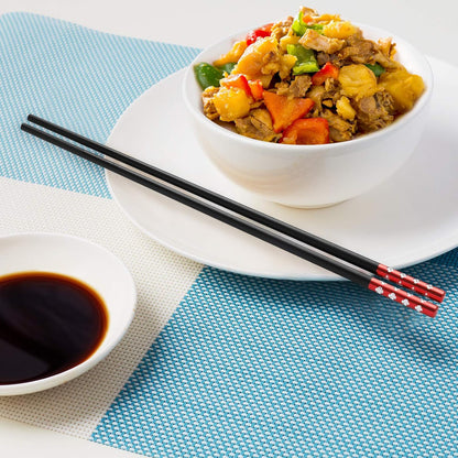 10 Pairs Fiberglass Chopsticks, Non-Slip Chopsticks, Dishwasher Safe for Chinese Style Japanese Food Cooking Chopstick (9.5 Inch Five Colors)