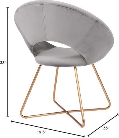 Modern Accent Velvet Chairs Single Sofa Comfy Upholstered Arm Chair Mid-Century Leisure Lounge Chairs with Golden Metal Frame Legs 1 PCS Grey