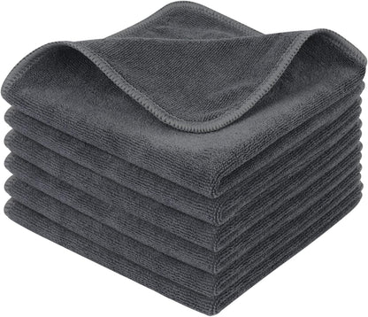 Microfiber Cleaning Cloth Ultra Absorbent Softer Towel Reusable Cloth No Streak Lintless Cleaning Clothes for Home, Kitchen, Car, Window Use 12X12 Inch Slate Grey 6 Pack