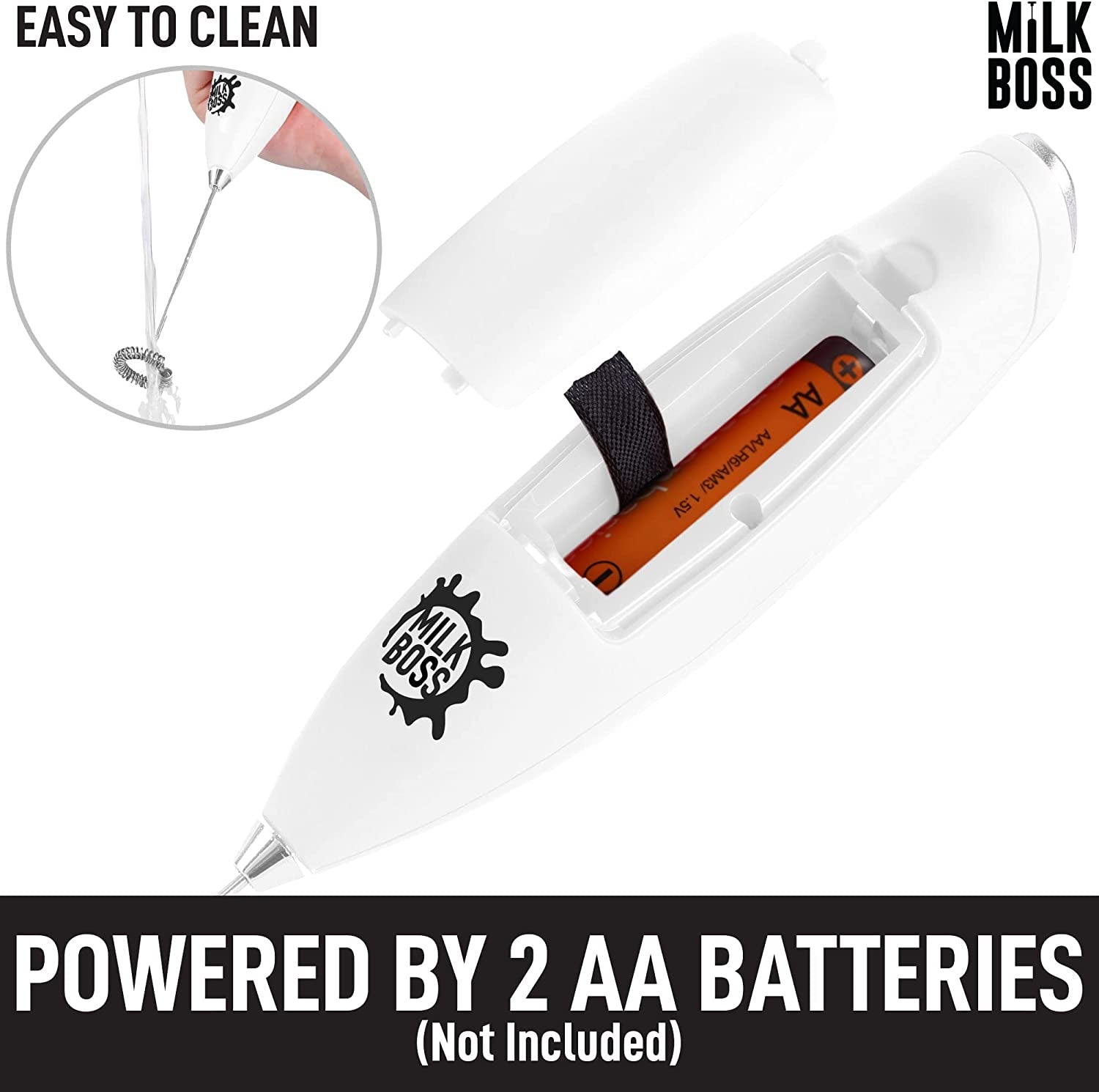 Matcha Whisk - Handheld Electric Stirrer - Frother Wand & Drink Mixer - Durable Stainless Steel - White Ultra Stand