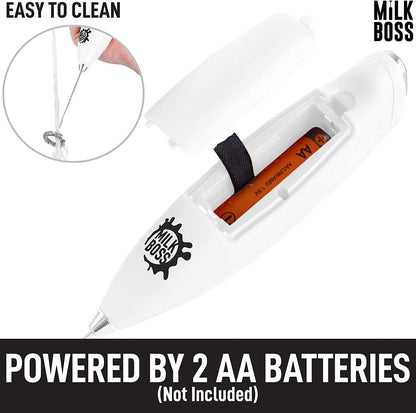 Matcha Whisk - Handheld Electric Stirrer - Frother Wand & Drink Mixer - Durable Stainless Steel - White Ultra Stand