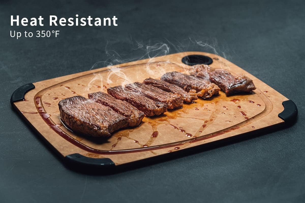 Wood Fiber Cutting Board for Kitchen - Non-Slip, Reversible, Eco-Friendly, Small 11.5 X 9.25-Inch Chopping Board, Natural Slate