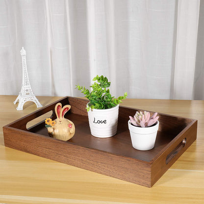 Wood Ottoman Wooden Serving Organizer Decorative Butler Bed Tray for Living Room Coffee Table Countertop 10×15 Inch