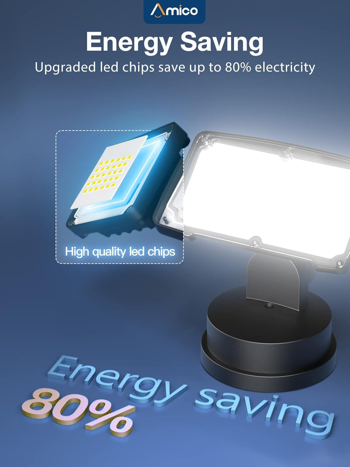 LED Flood Lights Outdoor 3500LM Security Light, 30W Bright Outdoor Lights 2 Pack, 5000K Daylight White, IP65 Waterproof 3 Adjustable Heads for Garage, Backyard, Patio, Garden, Porch&Stair(Black)