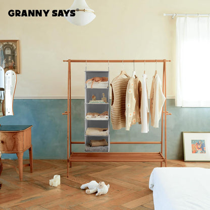 5-Shelf Hanging Closet Organizers and Storage, Hanging Shelves for Closet Storage, Collapsible Hanging Shelf Organizer for Clothes Organization, Light Gray, 12 ¼" D X 12 ¼" W X 45 ½" H