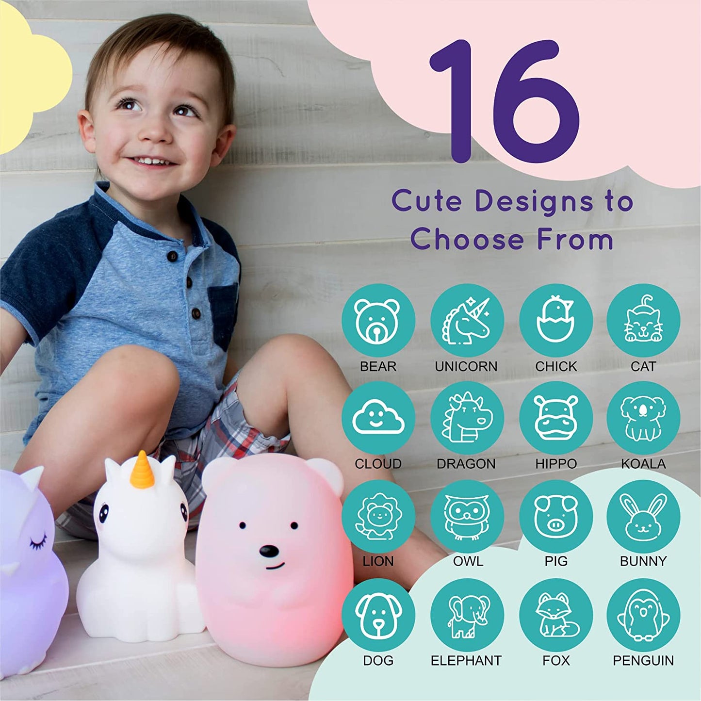 Remote Control Silicone Night Light for Kids - Puppy Design with 9 Soft Colors & Sleep Timer - Rechargeable, Battery-Operated Lamp for Bedroom | Baby Nursery, Toddler, Girls, Boys