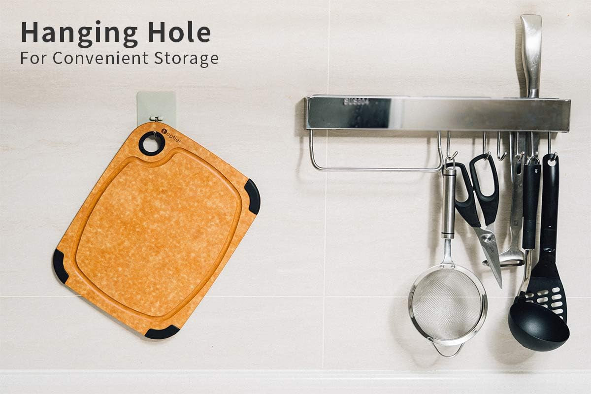 Wood Fiber Cutting Board for Kitchen - Non-Slip, Reversible, Eco-Friendly, Small 11.5 X 9.25-Inch Chopping Board, Natural Slate