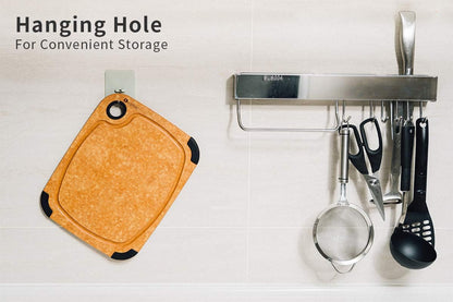 Wood Fiber Cutting Board for Kitchen - Non-Slip, Reversible, Eco-Friendly, Small 11.5 X 9.25-Inch Chopping Board, Natural Slate