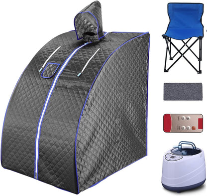 Portable Sauna, Sauna, 2L Steam Sauna Home Sauna for Relaxation at Home,One Person Sauna with Remote Control,Foldable Chair,Timer