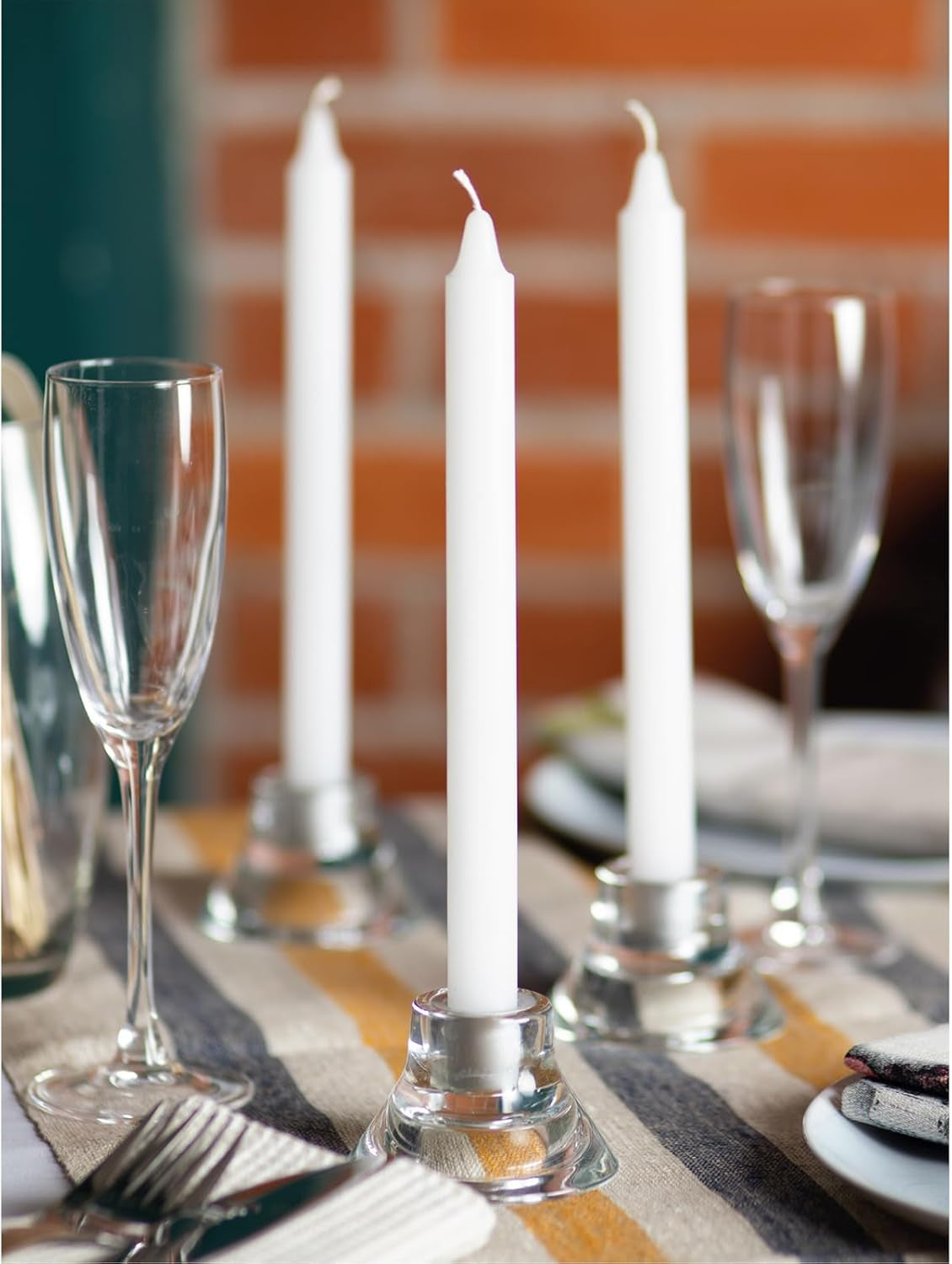 White Taper Candles Pack of 4 - Slow Burning Dripless Unscented Straight Candles 10 Inch - Ideal for Dinner Table - Smokeless Long Candlesticks
