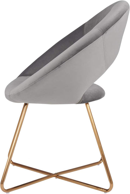 Modern Accent Velvet Chairs Single Sofa Comfy Upholstered Arm Chair Mid-Century Leisure Lounge Chairs with Golden Metal Frame Legs 1 PCS Grey