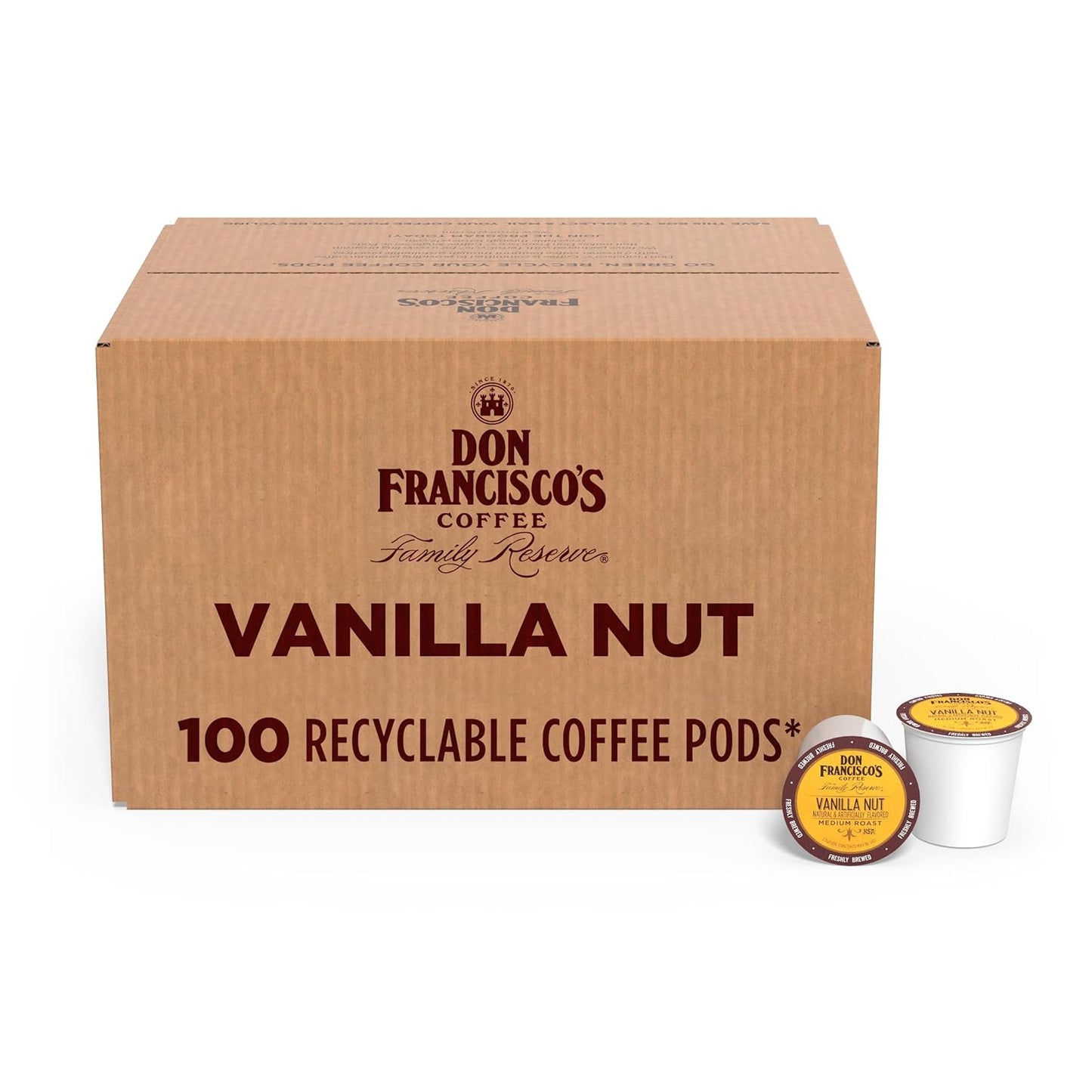 Vanilla Nut Flavored Coffee - 100 K-Cup Compatible Single-Serve Pods - 100% Arabica - Smooth, Rich Flavor and Nutty Notes - Compatible with Keurig Brewers