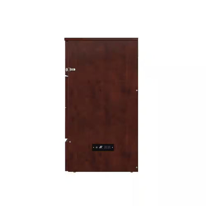 Deerfield Walnut Brown Wood Frame Full Murphy Bed Chest with 6 In. Mattress, Storage Drawer and Built-In Charger