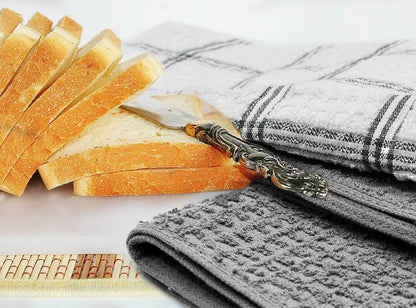 Premium Dish Cloth 100% Cotton 12 X 12 Inches |Pack of 8|-Ultra Soft Tea Towels-Highly Absorbent Kitchen Rags-Terry Dishcloth for Kitchen and Household Cleaning |Grey|