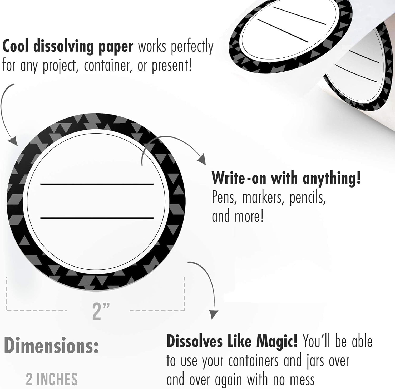Canning Labels Dissolvable Stickers for Mason Jars and More (2" round 200/Roll) Canning Supplies Washes off in Seconds like Magic - Jar Labels Homemade Jam, Jelly, and More (Slate)