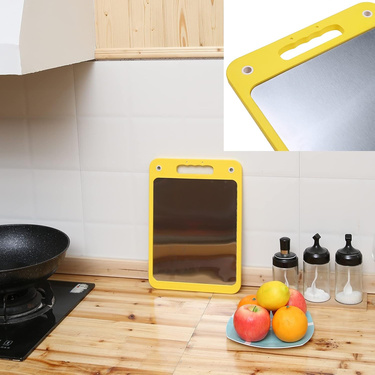 Stainless Steel Cutting Board Kitchen Cutting Board Double-Sided Vegetable Meat Fruit Cutting Board (Orange, 13.7X9.8)