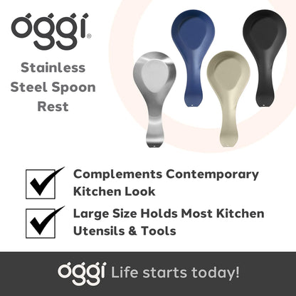 Stainless Steel Spoon Rest- Long Handle Holds Kitchen Utensils in Place, Great Spoon Rest for Counter, Stove Top, or Coffee Station; Kitchen Accessories, Utensil Rest, Stainless