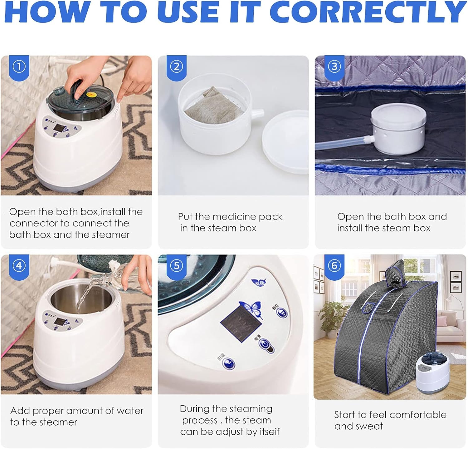 Portable Sauna, Sauna, 2L Steam Sauna Home Sauna for Relaxation at Home,One Person Sauna with Remote Control,Foldable Chair,Timer