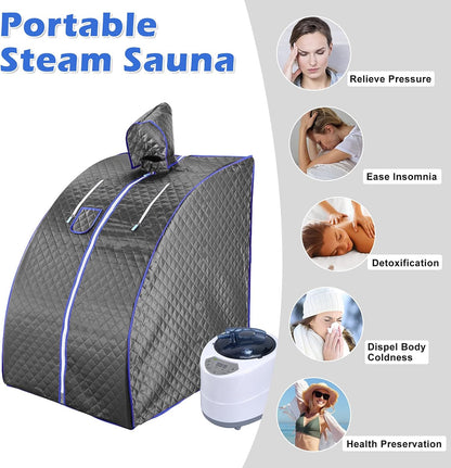 Portable Sauna, Sauna, 2L Steam Sauna Home Sauna for Relaxation at Home,One Person Sauna with Remote Control,Foldable Chair,Timer