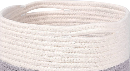 Woven Cotton Rope round 11X11X11'' Storage Cubes Baskets Bins Organizer, 3-Tone Gray, 3-Pack