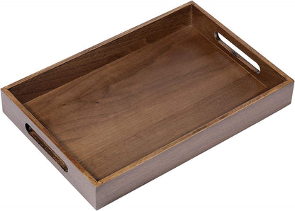 Wood Ottoman Wooden Serving Organizer Decorative Butler Bed Tray for Living Room Coffee Table Countertop 10×15 Inch