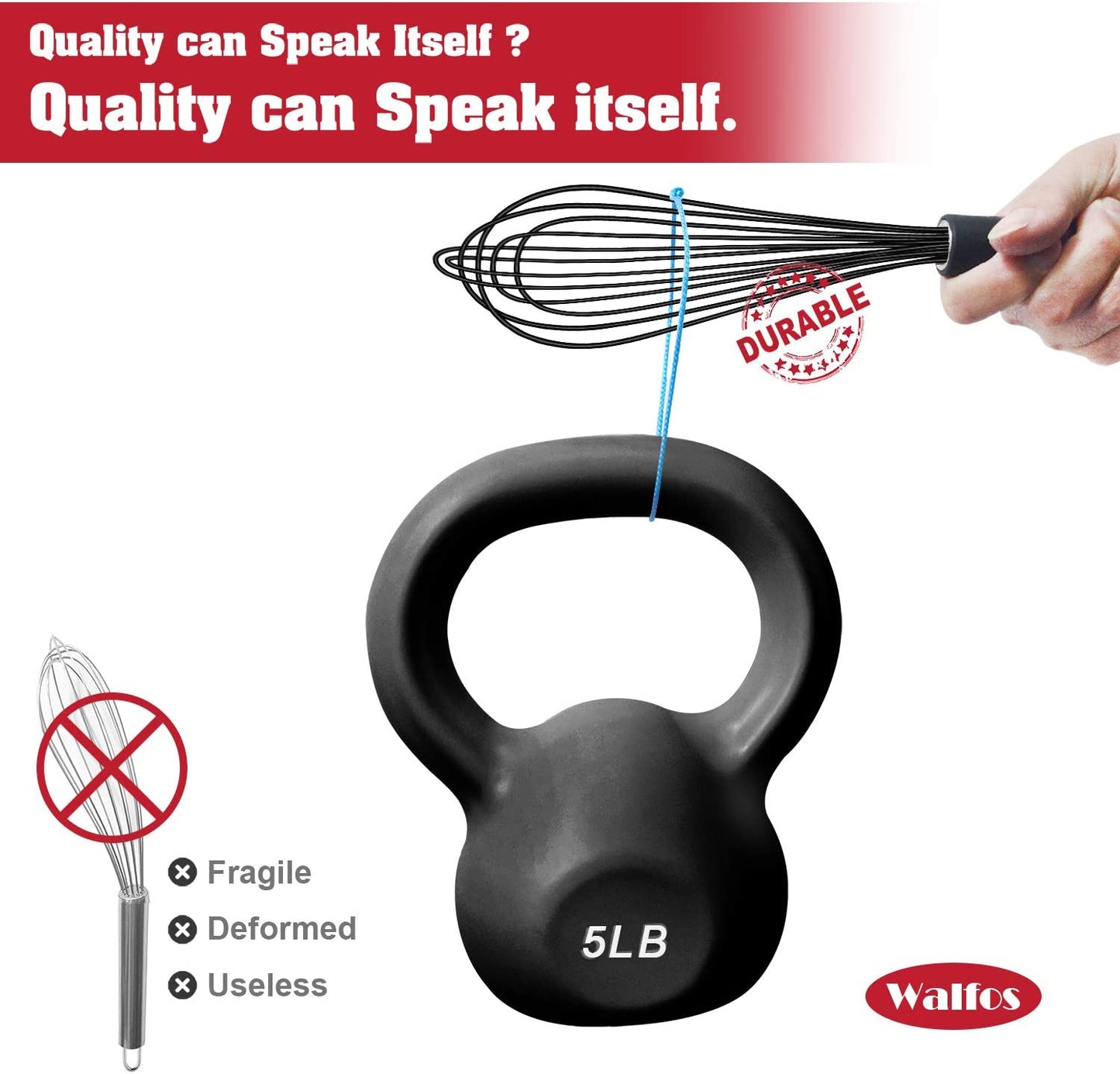 Silicone Whisk, Stainless Steel Wire Whisk - Heat Resistant Kitchen Whisks for Non-Stick Cookware, Balloon Egg Beater Perfect for Blending, Whisking, Beating, Frothing & Stirring, 8.5", Black