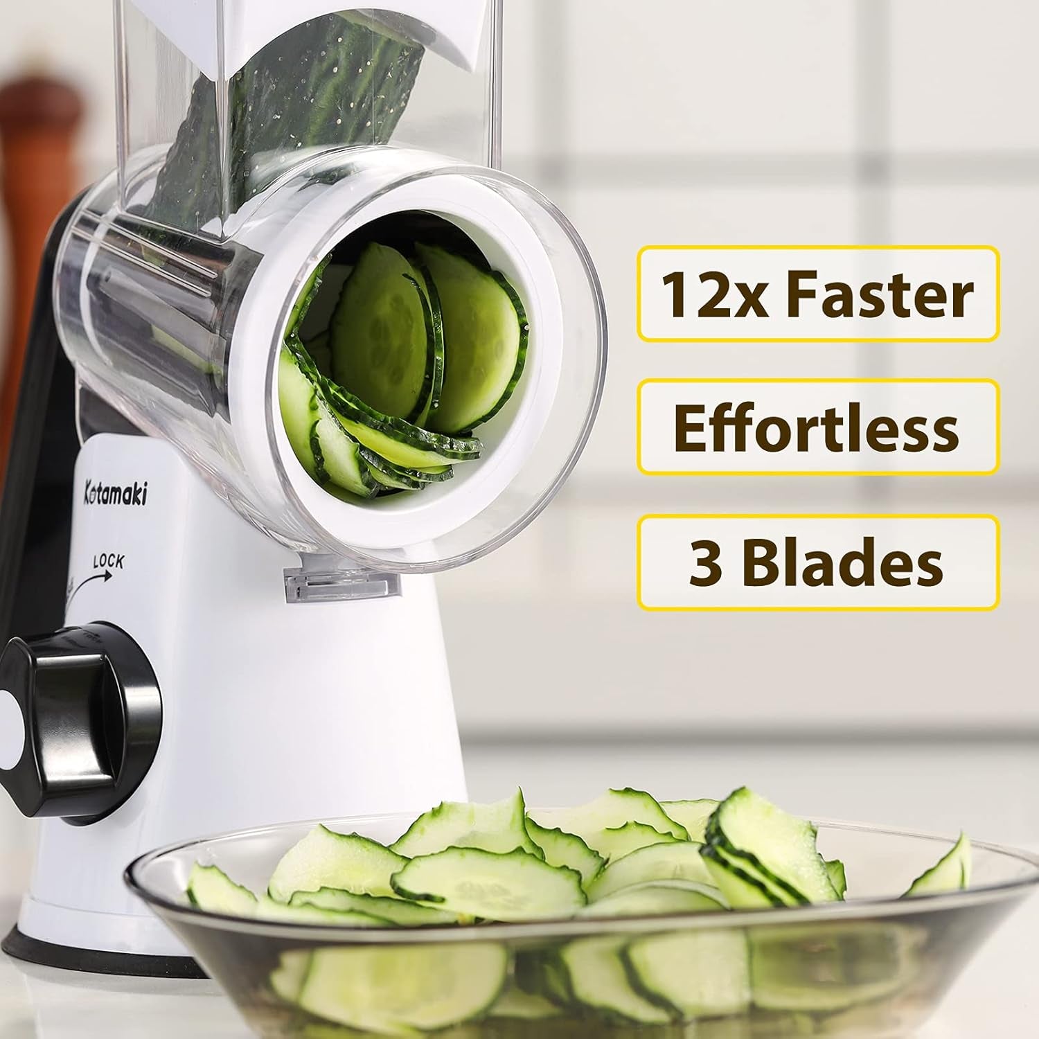 Rotary Vegetable Grater, Food Shredder Vegetable Grater for Kitchen, Dishwasher Safe Kitchen Grater and Vegetable Slicer for Cucumber, Zucchini, Carrot, Potato, Etc