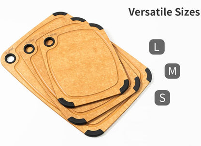 Wood Fiber Cutting Board for Kitchen - Non-Slip, Reversible, Eco-Friendly, Small 11.5 X 9.25-Inch Chopping Board, Natural Slate