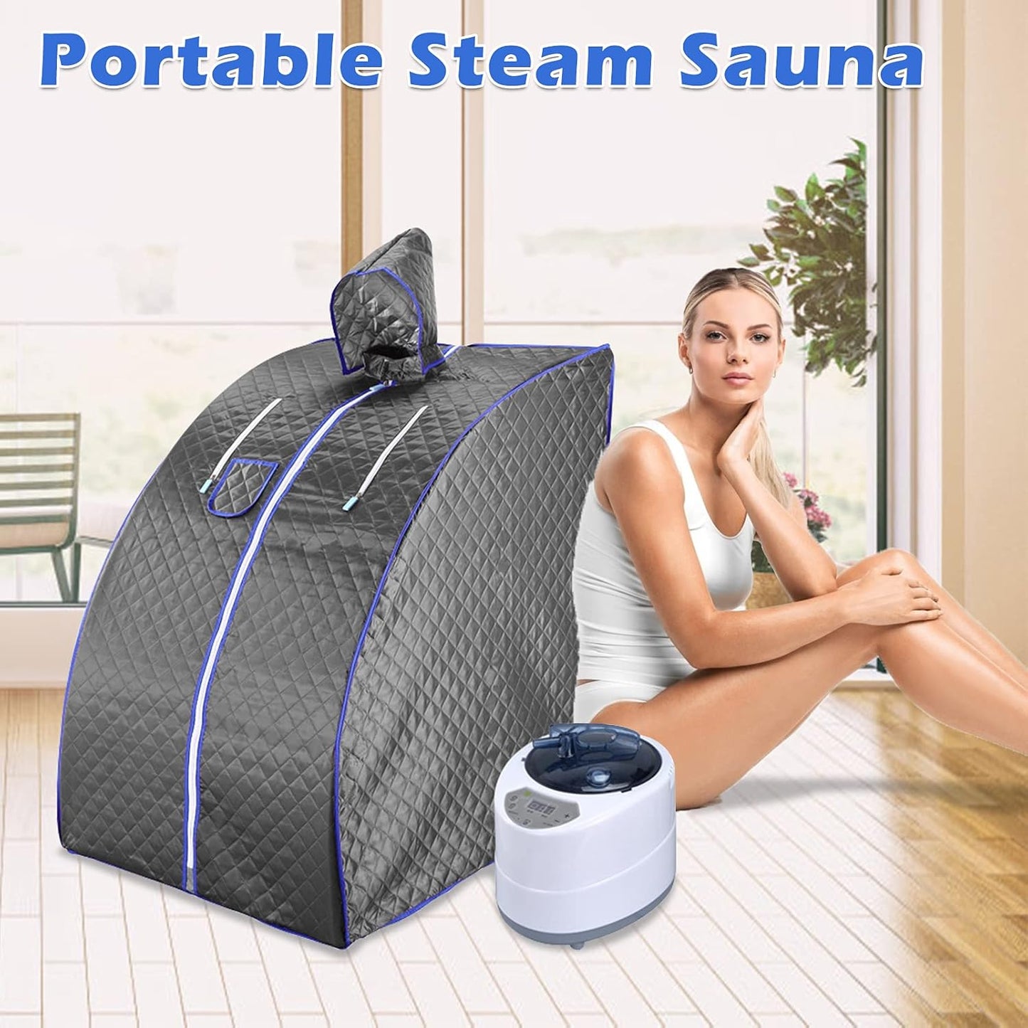 Portable Sauna, Sauna, 2L Steam Sauna Home Sauna for Relaxation at Home,One Person Sauna with Remote Control,Foldable Chair,Timer